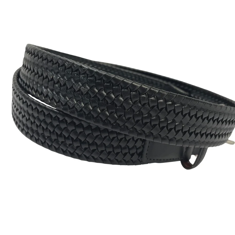 Torino Mens Woven Belt Cotton Elastic‎ Stretch Black Sz 40 Leather USA Made